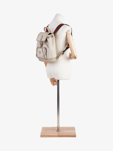 Gucci Interlocking G Backpack Beige And White EC Supreme Coated Canvas Small