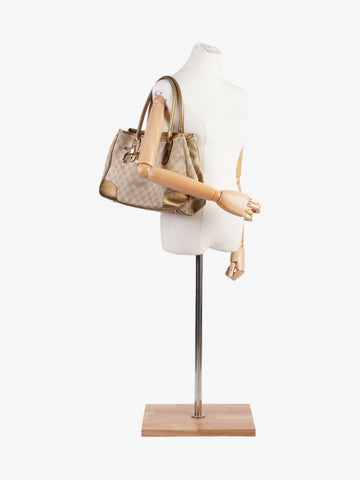 Gucci Princy Tote Beige And Ebony EC Supreme / Gold Canvas Medium