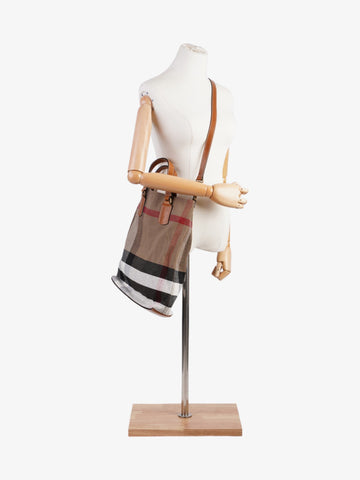 Burberry Tottenham Brit Tote Saddle Brown / House Check Canvas Medium