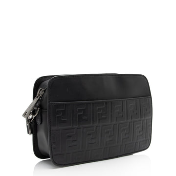 Fendi FF Embossed Calfskin St. Zucca Messenger (SHF-QOa4iu)