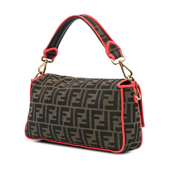 Fendi Medium Zucca Canvas Fluo Trim Baguette Satchel