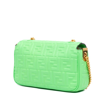 Fendi Zucca Embossed Leather Chain Midi Baguette
