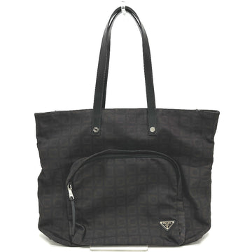 PRADA Tote Bag VA0877 PVC / Leather black Triangle logo mens Used