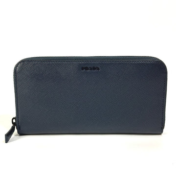 PRADA Long Wallet Purse 2ML317 saffiano leather Navy logo gradient Zip Around mens Used