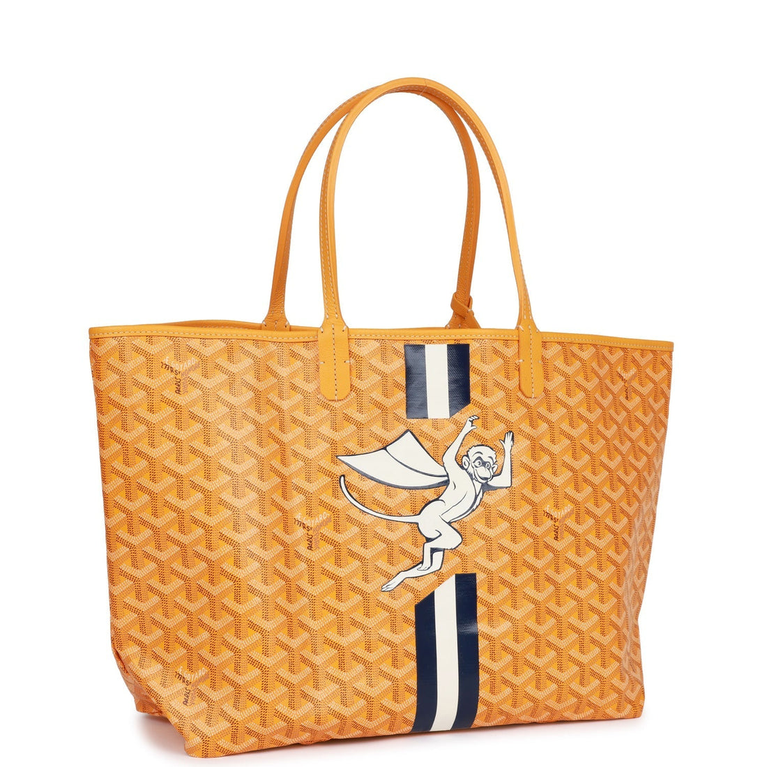 Goyard Goyardine Yellow Hand-Painted St. Louis PM Tote Bag Silver Hardware