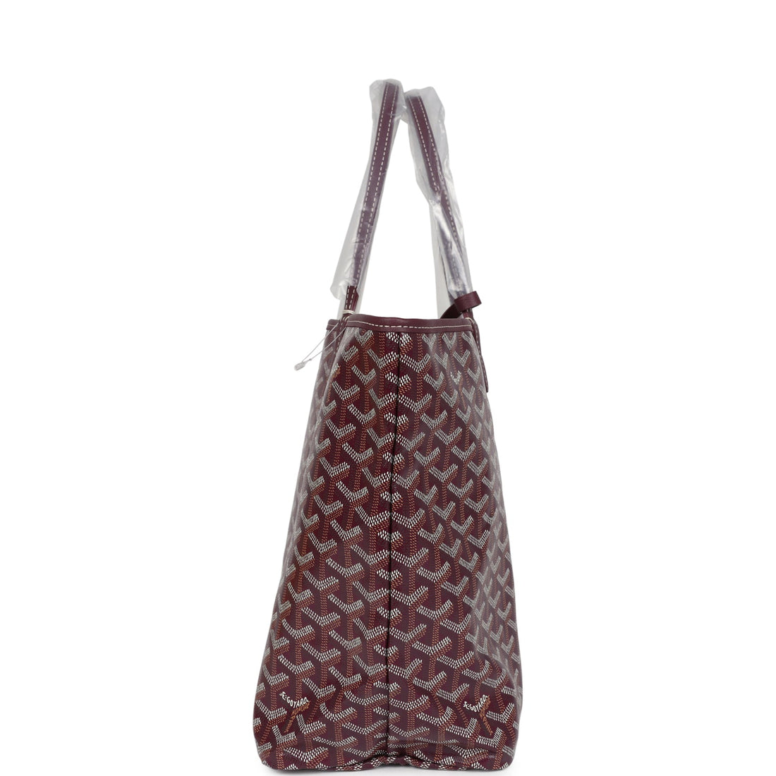 Goyard Goyardine Canvas Burgundy Saint Louis PM Tote Palladium Hardware