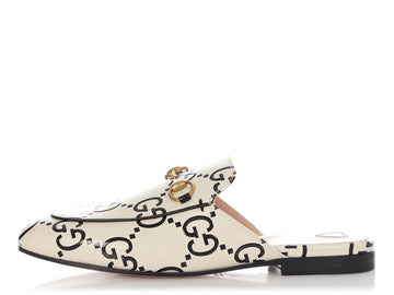 Gucci White and Black EC Horsebit Mules