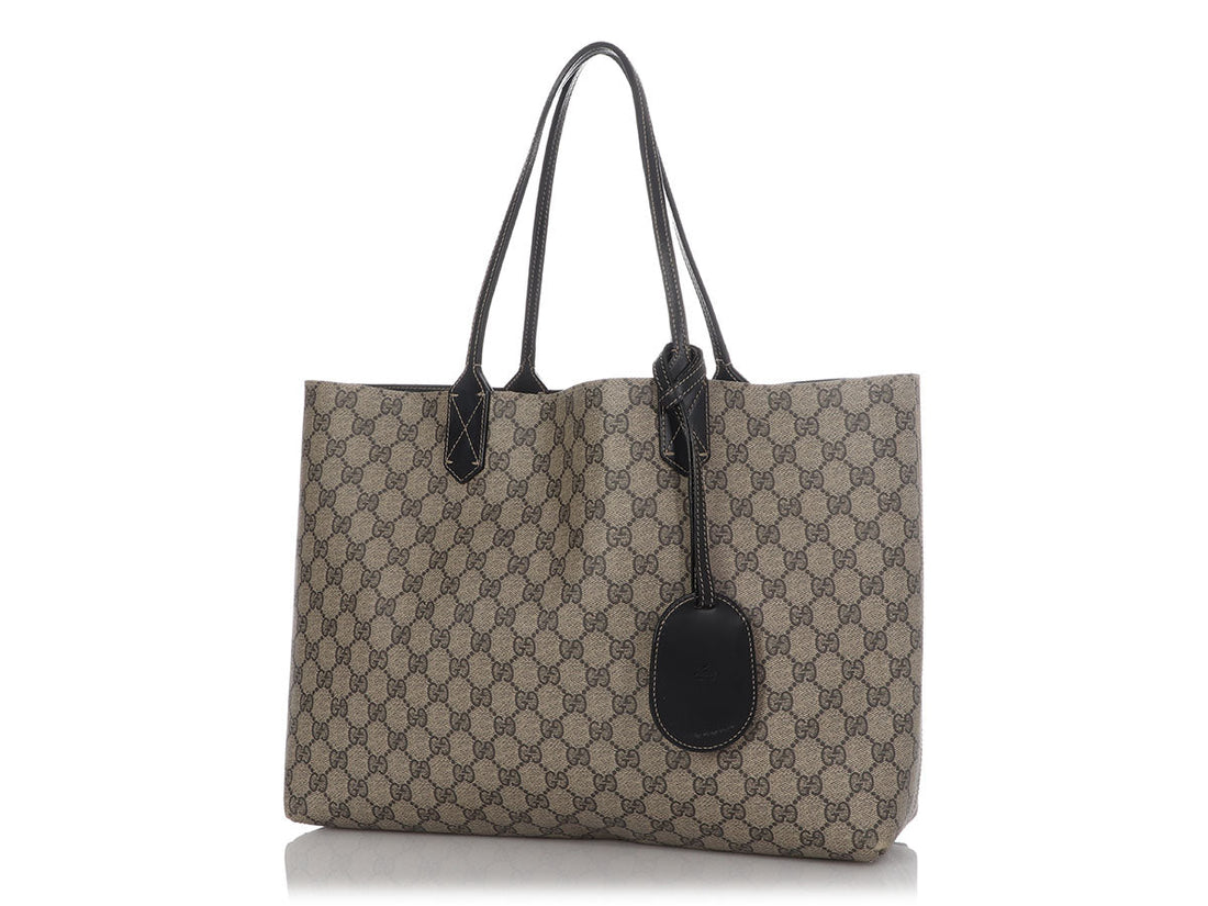 Gucci Large Black EC Supreme Monogram Reversible Tote