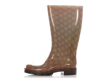 Gucci Brown EC Rain Boots