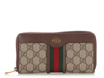 Gucci EC Supreme Web Ophidia Zip Around Wallet