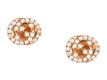 Gucci 18K Rose Gold Diamond Interlocking Stud Earrings