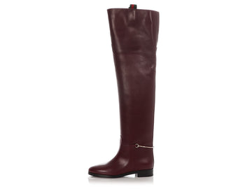 Gucci Burgundy Leather Clive Over-The-Knee Boots