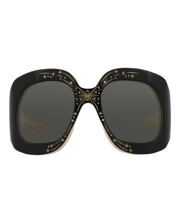 Gucci Womens Shield/Wrap Black Black Grey Fashion Designer Eyewear