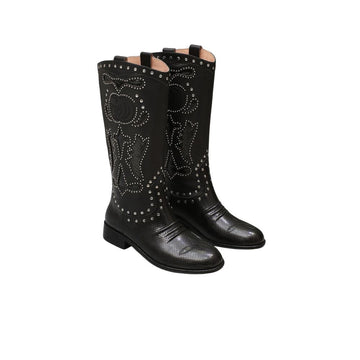 EC WOMEN'S BOOT WITH DOUBLE G AND STUDS BLACK