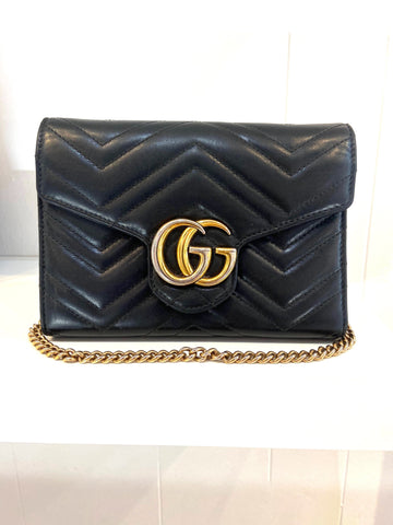 GUCCI GG MARMONT MATELASSE CALFSKIN MINI CHAIN BAG