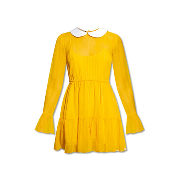 GUCCI Silk Chiffon Mini Dress with Contrast Collar