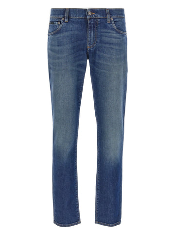 Dolce & Gabbana Men Logo Embroidery Jeans