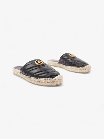 Gucci EC Flat Espadrille Black Leather EU 38 UK 5