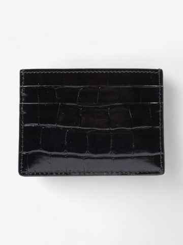 Burberry TB Card Holder Black Embossed Leather