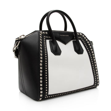 Givenchy Calfskin Bi Color Studded Antigona Medium Satchel (SHF-4CmEb3)