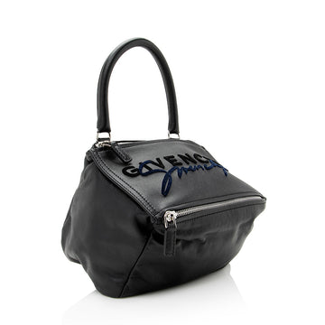 Givenchy Calfskin Velvet Logo Pandora Small Shoulder Bag (SHF-21572)