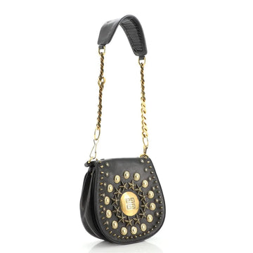 GIVENCHY CALFSKIN LEATHER STAR STUDS MINI CHAIN SADDLE BAG
