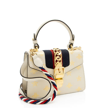 Gucci Calfskin Bee & Star Sylvie Mini Top Handle (SHF-SQcqk8)