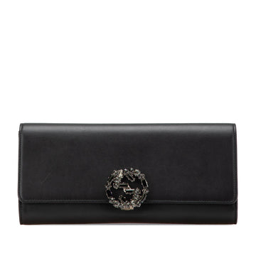 Gucci Calfskin Crystals Broadway Clutch