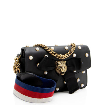 Gucci Calfskin Pearl Tiger Broadway Mini Shoulder Bag (SHF-3WD2os)