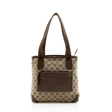 Gucci CS Canvas Front Pocket Small Tote (SHF-13458)