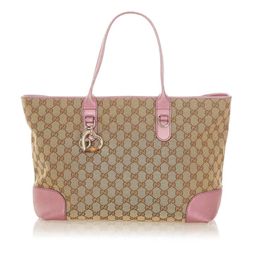 Gucci CS Canvas Heart Bit Tote Bag (SHG-20429)