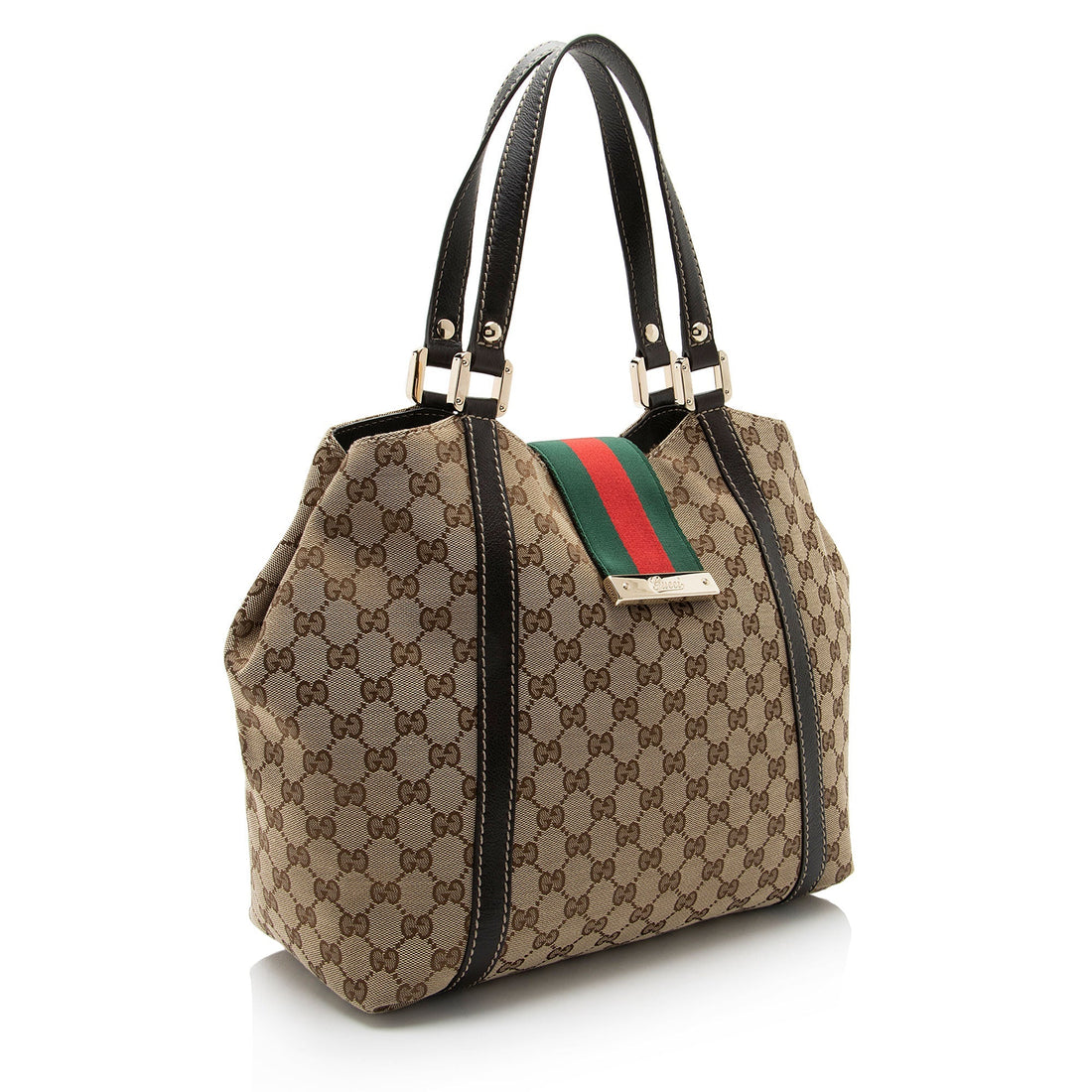 Gucci GG Canvas New Ladies Web Small Tote (SHF-eiujZp)
