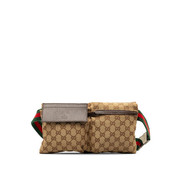 Gucci GG Canvas Web Double Pocket Belt Bag (SHG-aZbnST)