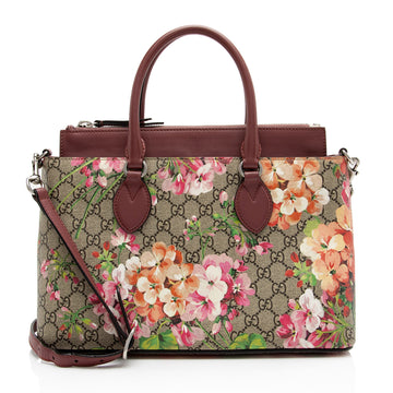 Gucci GG Supreme Blooms Medium Zip Tote (SHF-3qKJ2x)