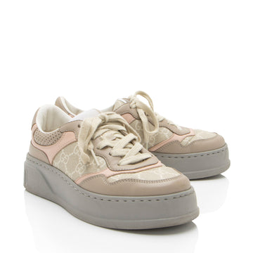 Gucci GG Supreme Leather Interlocking G Platform Sneakers - Size 5.5 / 35.5