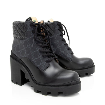 Gucci GG Supreme Quilted Calfskin Combat Boots - Size 9 / 39 (SHF-FX4r8v)