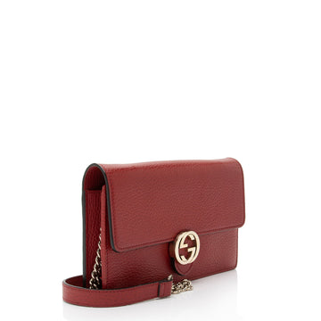 Gucci Grained Calfskin Interlocking G Chain Wallet (SHF-yrUIC8)