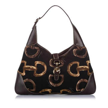 G*G Horsebit Print Jackie Canvas Hobo Bag (SHG-20649)