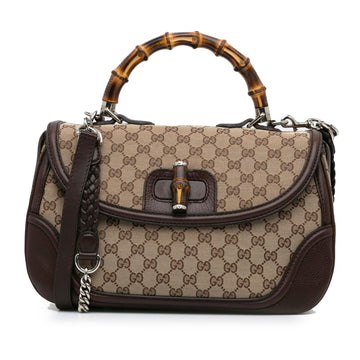 Gucci Large GG Canvas New Bamboo Satchel (SHG-rWP7tz)