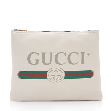 Gucci Leather Logo Zip Pouch (SHF-voC0bh)