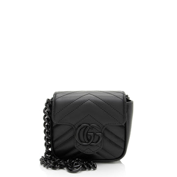 Gucci Matelasse Leather GG Marmont Monochrome Square Chain Belt Bag