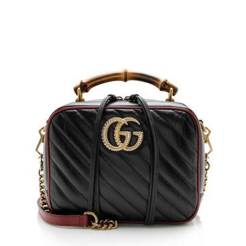 G*G Matelasse Leather Torchon CS Marmont Bamboo Top Handle Shoulder Bag (SHF-14129)