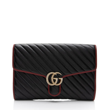 Gucci Matelasse Leather Torchon GG Marmont Clutch (SHF-CeLx8H)