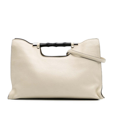 Gucci Medium Calfskin Bamboo Daily Shopper Satchel