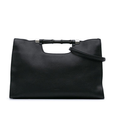 Gucci Medium Calfskin Bamboo Daily Shopper Satchel