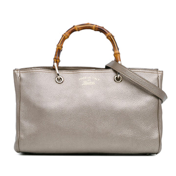 Gucci Medium Leather Bamboo Shopper (SHG-Z5WtXN)