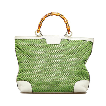 Gucci Medium Raffia Bamboo Shopper Tote (SHG-Po0R3i)