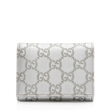 Gucci Metallic Guccissima Leather Card Case (SHF-euO3ug)