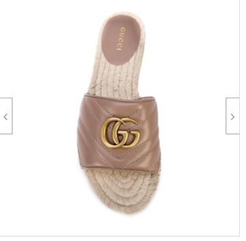 GUCCI Nappa Matelasse CS Marmont Espadrille Slide Sandals