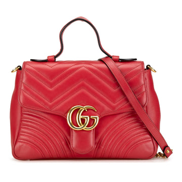 Gucci Small Leather GG Marmont Top Handle Satchel